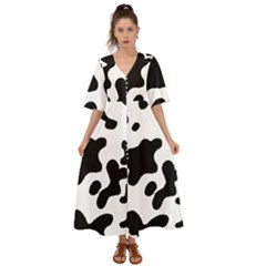 Cow Pattern Kimono Sleeve Boho Dress