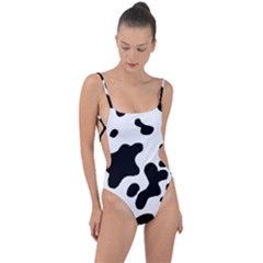 Cow Pattern Tie Strap One Piece Swimsuit