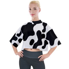 Cow Pattern Mock Neck T-shirt