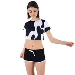 Cow Pattern Tie Back Short Sleeve Crop T-shirt