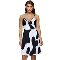 Cow Pattern V-neck Pocket Summer Dress 