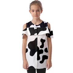 Cow Pattern Fold Over Open Sleeve Top