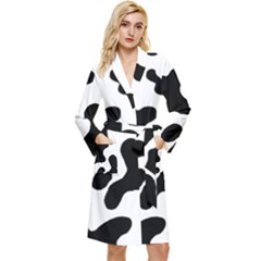 Cow Pattern Long Sleeve Velvet Robe