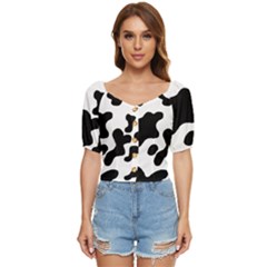 Cow Pattern Button Up Blouse