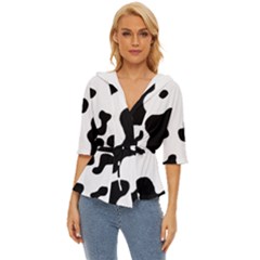 Cow Pattern Lightweight Drawstring Hooded Top