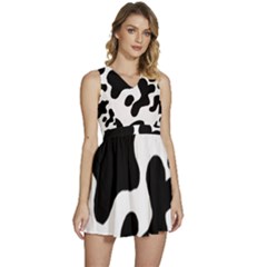 Cow Pattern Sleeveless High Waist Mini Dress
