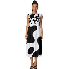 Cow Pattern Sleeveless Round Neck Midi Dress