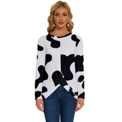 Cow Pattern Long Sleeve Crew Neck Pullover Top