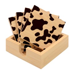 Cow Pattern Bamboo Coaster Set