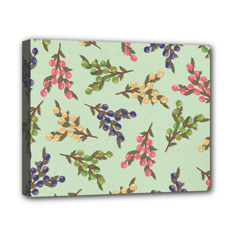 Berries Flowers Pattern Print Canvas 10  X 8  (stretched)