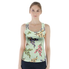 Berries Flowers Pattern Print Racer Back Sports Top