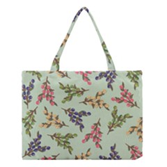 Berries Flowers Pattern Print Medium Tote Bag by Maspions