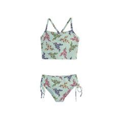 Berries Flowers Pattern Print Girls  Tankini Swimsuit by Maspions