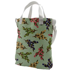 Berries Flowers Pattern Print Canvas Messenger Bag