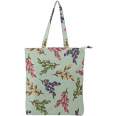 Berries Flowers Pattern Print Double Zip Up Tote Bag