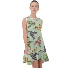 Berries Flowers Pattern Print Frill Swing Dress by Maspions