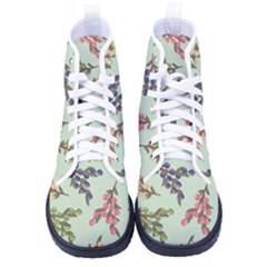 Berries Flowers Pattern Print Women s High-top Canvas Sneakers
