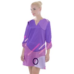 Colorful Labstract Wallpaper Theme Open Neck Shift Dress