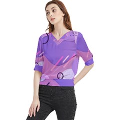 Colorful Labstract Wallpaper Theme Quarter Sleeve Blouse