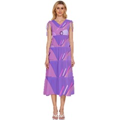 Colorful Labstract Wallpaper Theme V-neck Drawstring Shoulder Sleeveless Maxi Dress