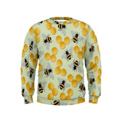Bees Pattern Honey Bee Bug Honeycomb Honey Beehive Kids  Sweatshirt