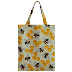 Bees Pattern Honey Bee Bug Honeycomb Honey Beehive Zipper Classic Tote Bag