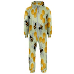 Bees Pattern Honey Bee Bug Honeycomb Honey Beehive Hooded Jumpsuit (men)