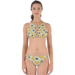 Bees Pattern Honey Bee Bug Honeycomb Honey Beehive Perfectly Cut Out Bikini Set