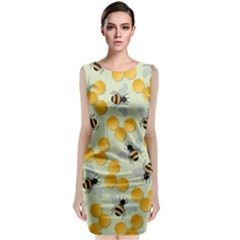 Bees Pattern Honey Bee Bug Honeycomb Honey Beehive Sleeveless Velvet Midi Dress