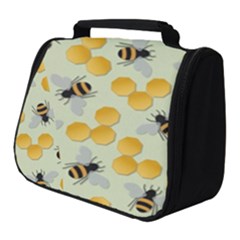 Bees Pattern Honey Bee Bug Honeycomb Honey Beehive Full Print Travel Pouch (small)