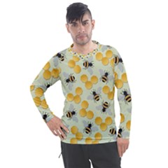 Bees Pattern Honey Bee Bug Honeycomb Honey Beehive Men s Pique Long Sleeve T-shirt