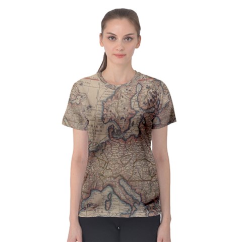 Old Vintage Classic Map Of Europe Women s Sport Mesh T-shirt by Paksenen