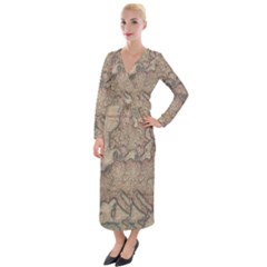 Old Vintage Classic Map Of Europe Velvet Maxi Wrap Dress by Paksenen