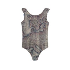 Old Vintage Classic Map Of Europe Kids  Frill Swimsuit