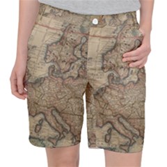 Old Vintage Classic Map Of Europe Women s Pocket Shorts