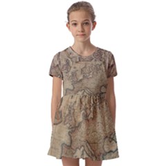 Old Vintage Classic Map Of Europe Kids  Short Sleeve Pinafore Style Dress