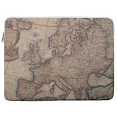 Old Vintage Classic Map Of Europe 17  Vertical Laptop Sleeve Case With Pocket