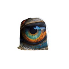 Eye Bird Feathers Vibrant Drawstring Pouch (small)