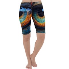 Eye Bird Feathers Vibrant Cropped Leggings  by Hannah976