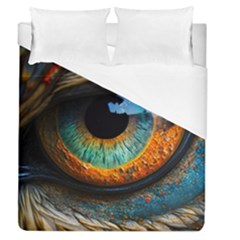 Eye Bird Feathers Vibrant Duvet Cover (queen Size)