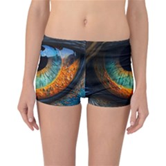 Eye Bird Feathers Vibrant Reversible Boyleg Bikini Bottoms