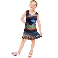 Eye Bird Feathers Vibrant Kids  Tunic Dress