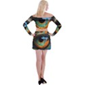 Eye Bird Feathers Vibrant Off Shoulder Top with Mini Skirt Set View2