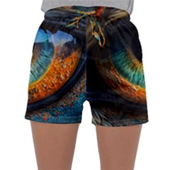 Eye Bird Feathers Vibrant Sleepwear Shorts