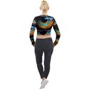 Eye Bird Feathers Vibrant Long Sleeve Cropped Velvet Jacket View2