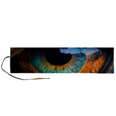 Eye Bird Feathers Vibrant Roll Up Canvas Pencil Holder (l)