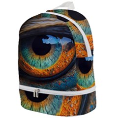 Eye Bird Feathers Vibrant Zip Bottom Backpack