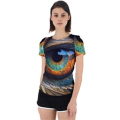 Eye Bird Feathers Vibrant Back Cut Out Sport T-shirt