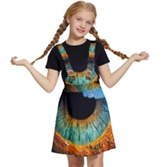 Eye Bird Feathers Vibrant Kids  Apron Dress