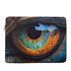 Eye Bird Feathers Vibrant 15  Vertical Laptop Sleeve Case With Pocket